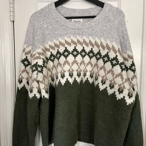 Abercrombie & Fitch Women's Gray and Olive Sweater